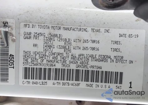 2019 Toyota Tacoma Trd Pro from USA, damaged, VIN 5TFCZ5AN7KX191064